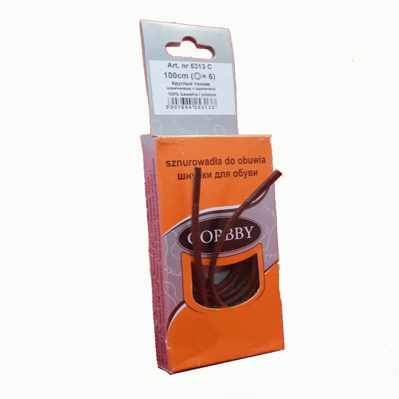 CORBBY Шнурки 100см круглые тонкие с пропиткой Коричневые
