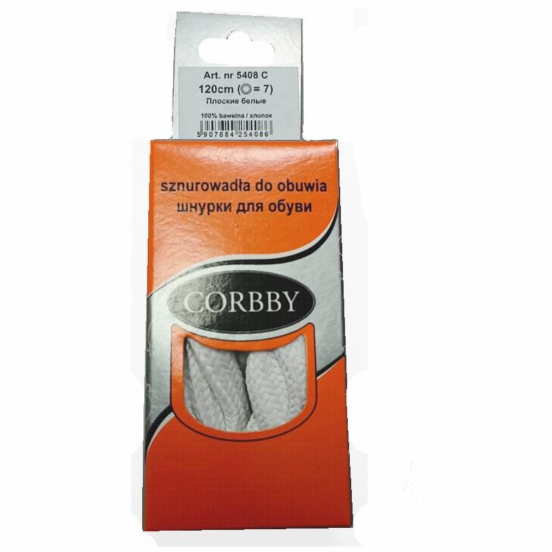 CORBBY Шнурки 120см плоские Белые