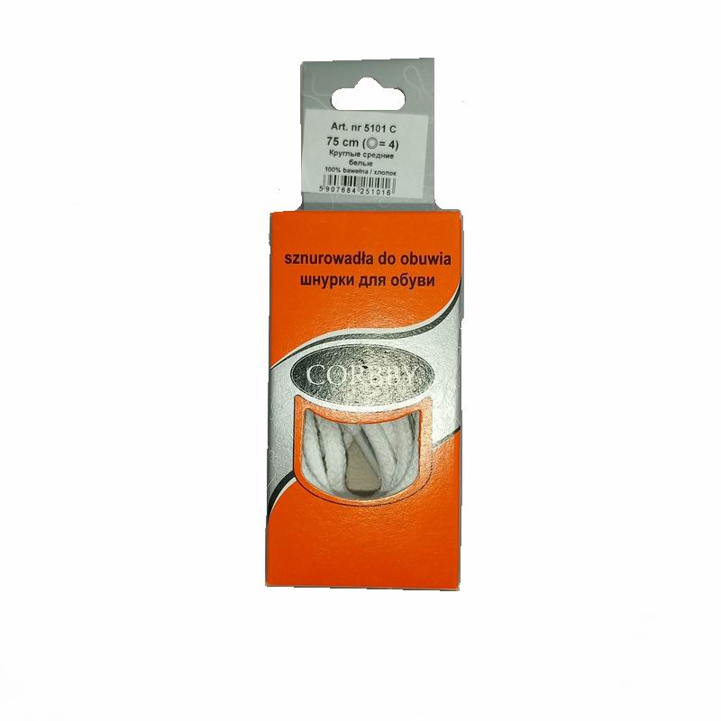 CORBBY Шнурки 75см круглые средние Белые