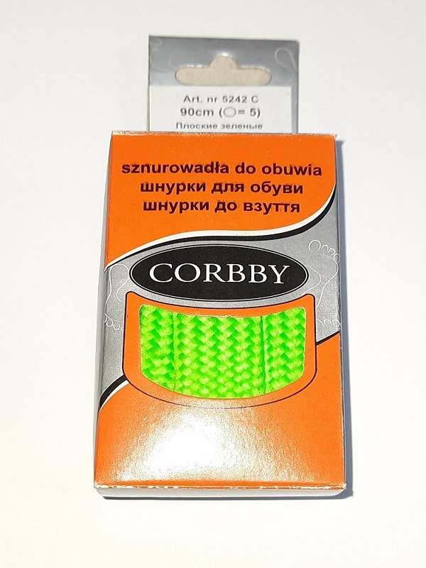 CORBBY Шнурки 90см плоские Зеленые