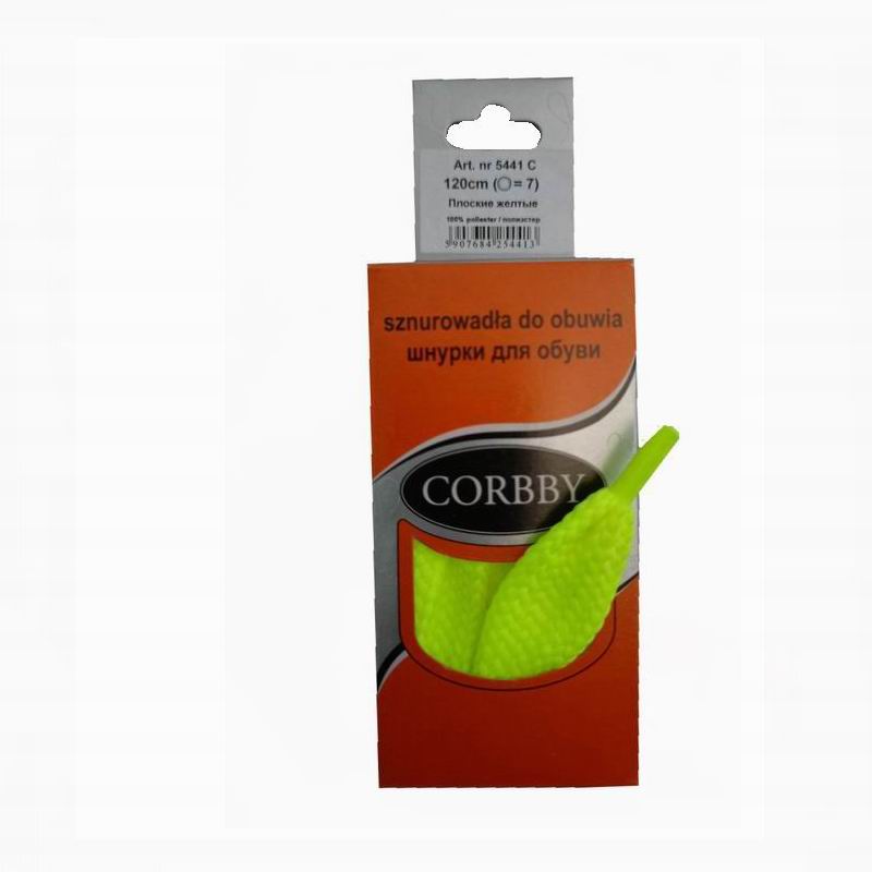 CORBBY Шнурки 120см плоские Желтые АКЦИЯ