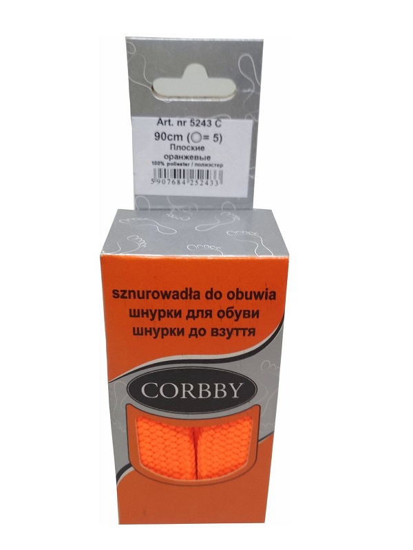 CORBBY Шнурки 120см плоские Оранжевые АКЦИЯ