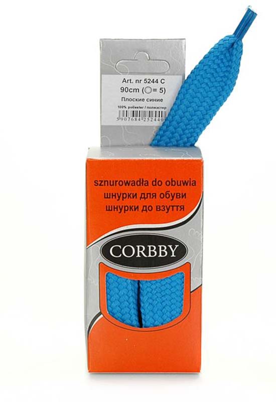 CORBBY Шнурки 120см плоские Голубые АКЦИЯ