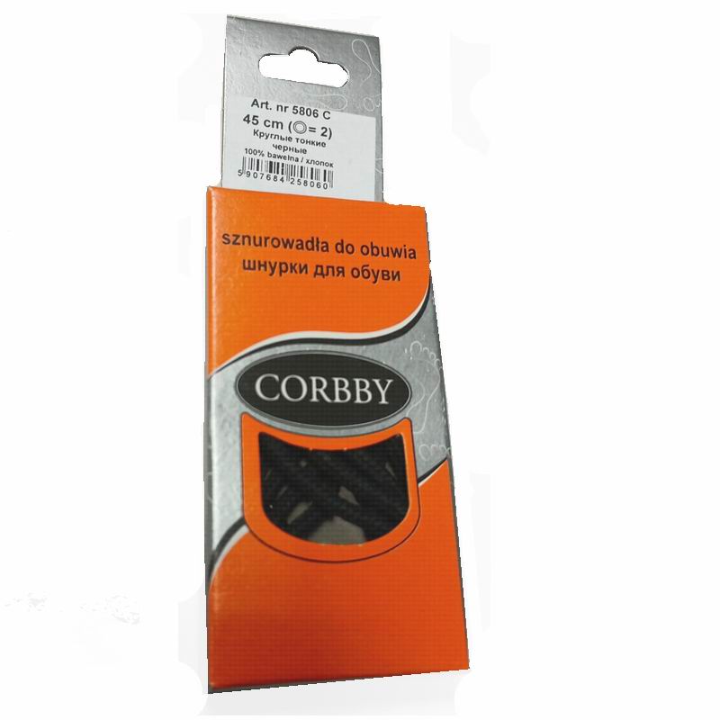 CORBBY Шнурки 45см круглые тонкие Черные