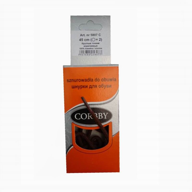 CORBBY Шнурки 45см круглые тонкие Коричневые