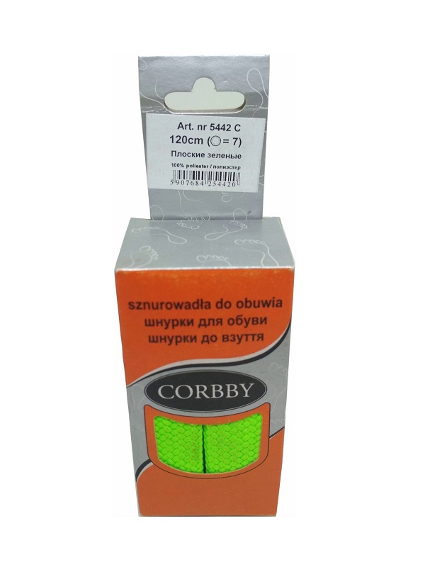 CORBBY Шнурки 120см плоские Зеленые Без скидок