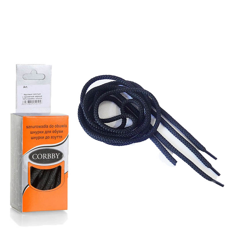 CORBBY Шнурки 90см круглые тонкие с пропиткой Синие