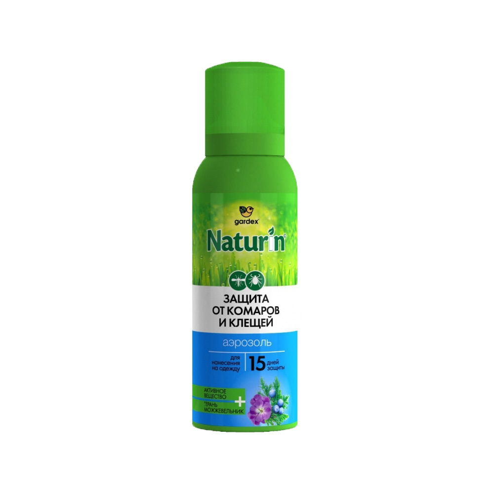 Gardex Naturin Аэрозоль 100мл (72гр) от комаров и клещей на одежду (24)