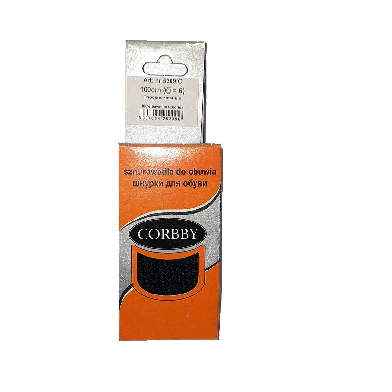 CORBBY Шнурки 100см плоские Черные