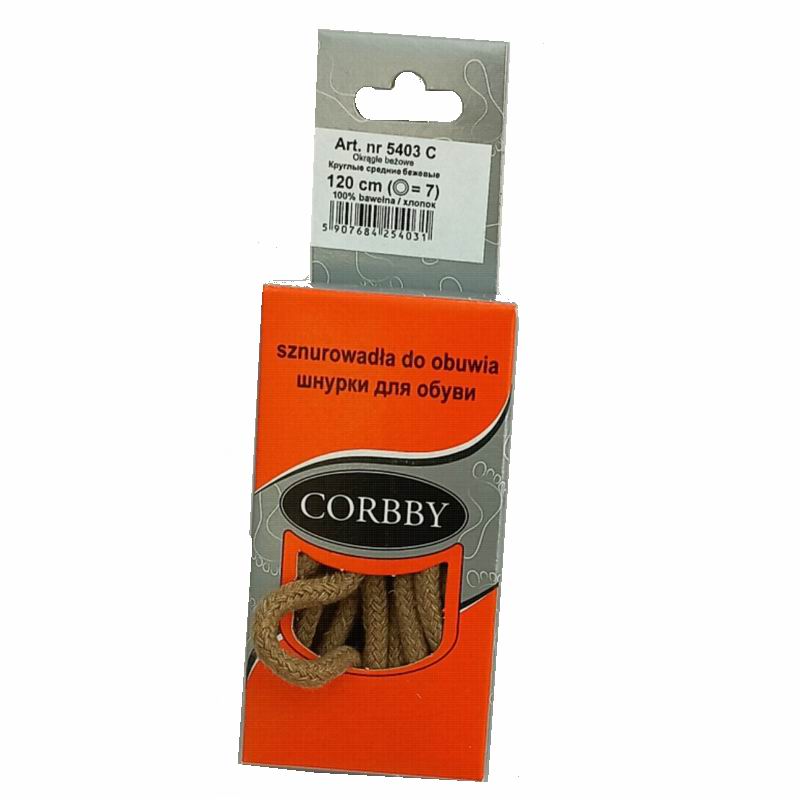 CORBBY Шнурки 120см круглые средние Бежевые