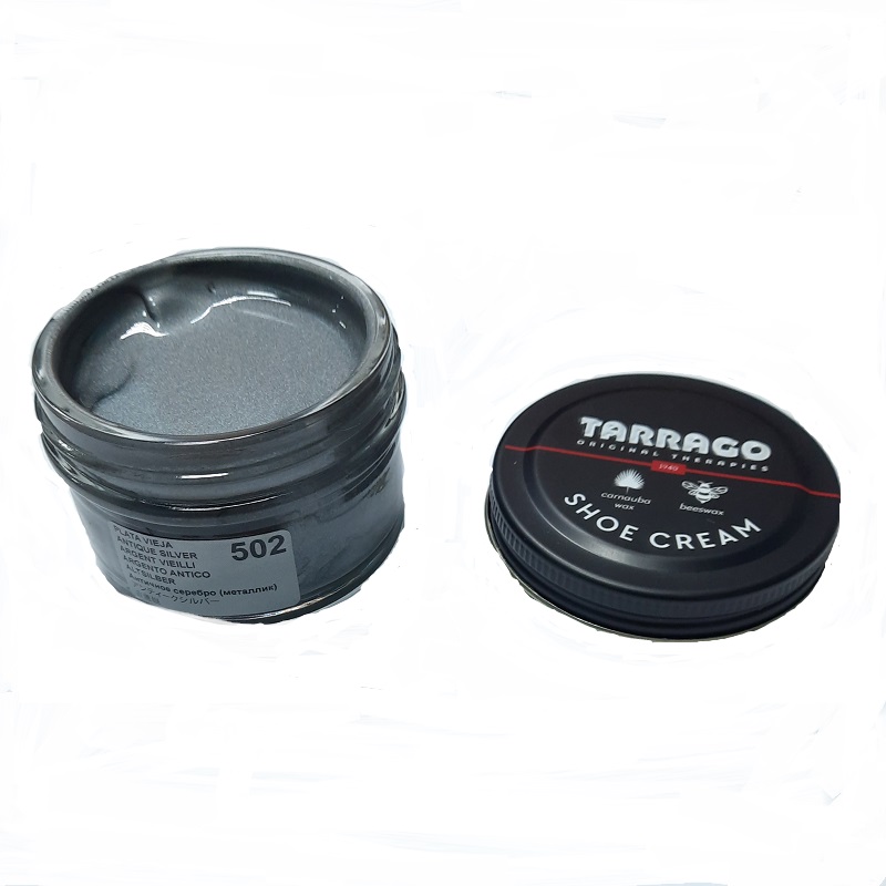 TARRAGO Крем для кожи 50мл подстарело серебро металлик (ст.банка) Shoe Cream Без скидок
