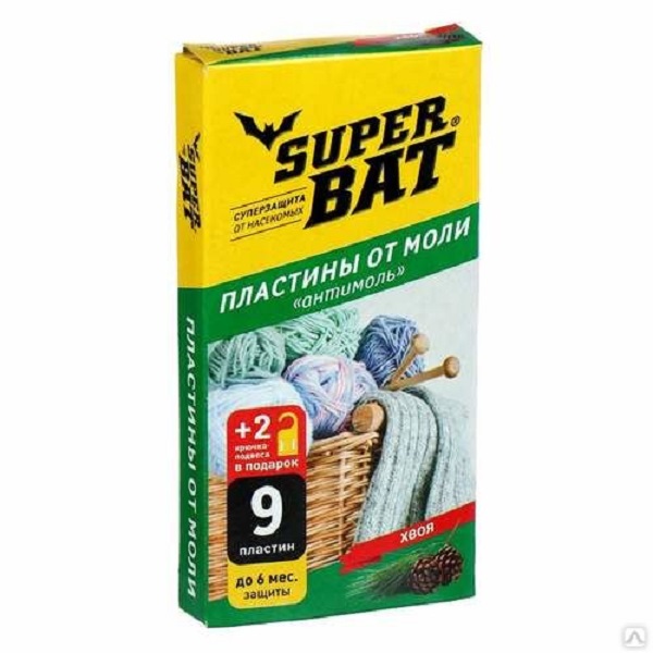 SuperBAT Пластина от моли 9шт + 2 крючка Хвоя (45)