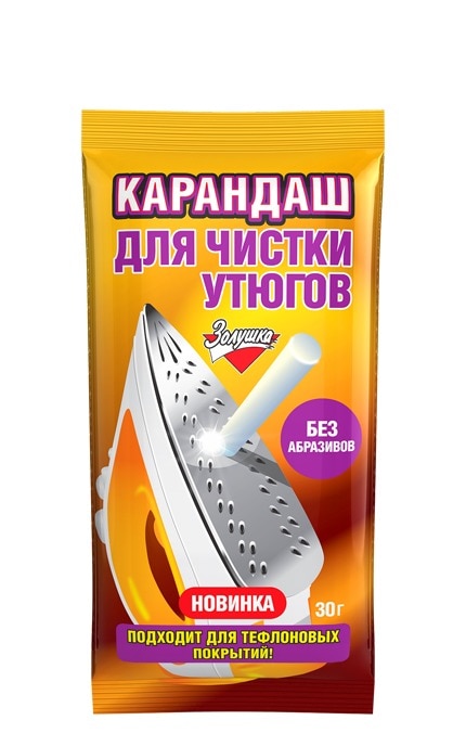 ЗОЛУШКА Карандаш 30гр для чистки утюга. Подходит для тефлоновых покрытий. Без абразивов. (32)