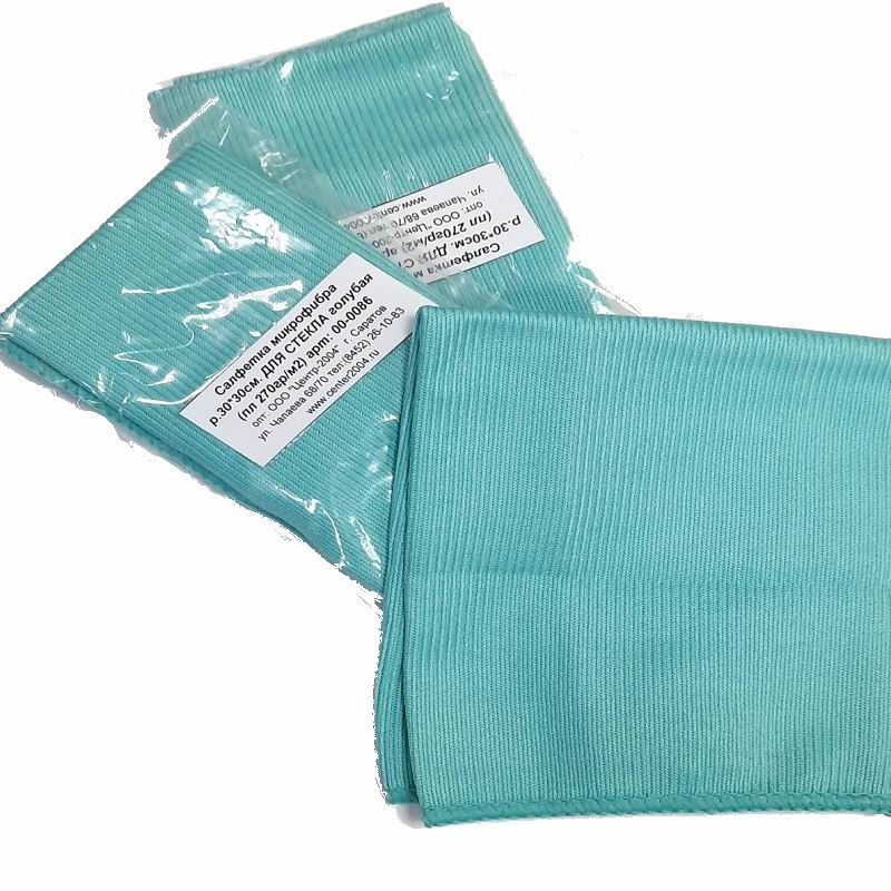 Салфетка микрофибра р.30*30см ДЛЯ СТЕКЛА пл. 270г/м2