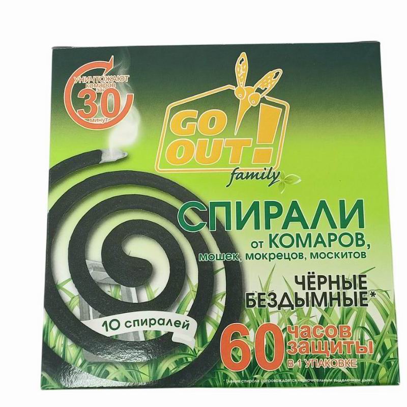 GO OUT Спирали 10шт от комаров Черные (24)