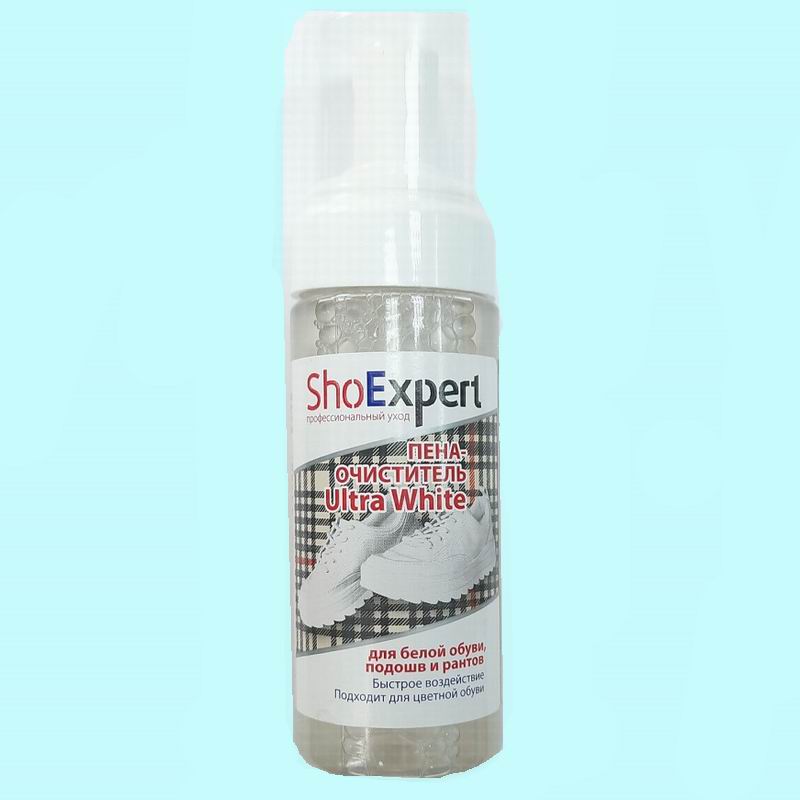 ShoExpert Пена- очиститель 150мл для белой обуви, подошв и рантов Ultra White NEW (спрей-дозатор) (12)