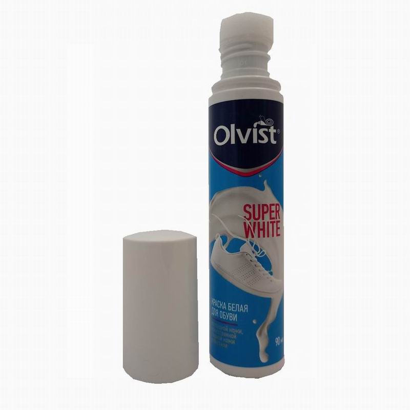 OLVIST Краска 90мл для обуви из гл.кожи и текстиля SUPER WHITE белый  NEW (24)