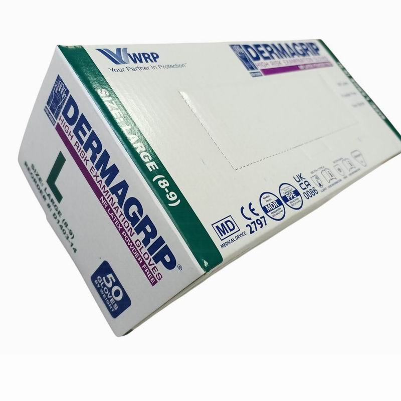 Перчатки латексные р.XL (9-10) прочные, синие DERMAGRIP (25пар)