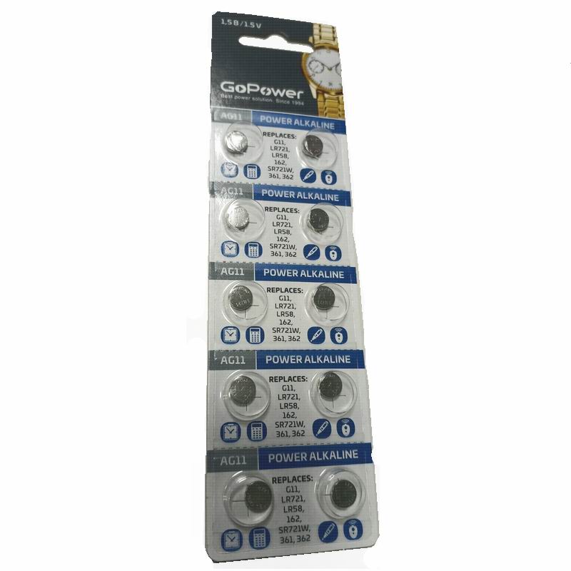 AG11 GoPower BL-10 LR-721. LR-58. 361А. 1,5V Alkaline