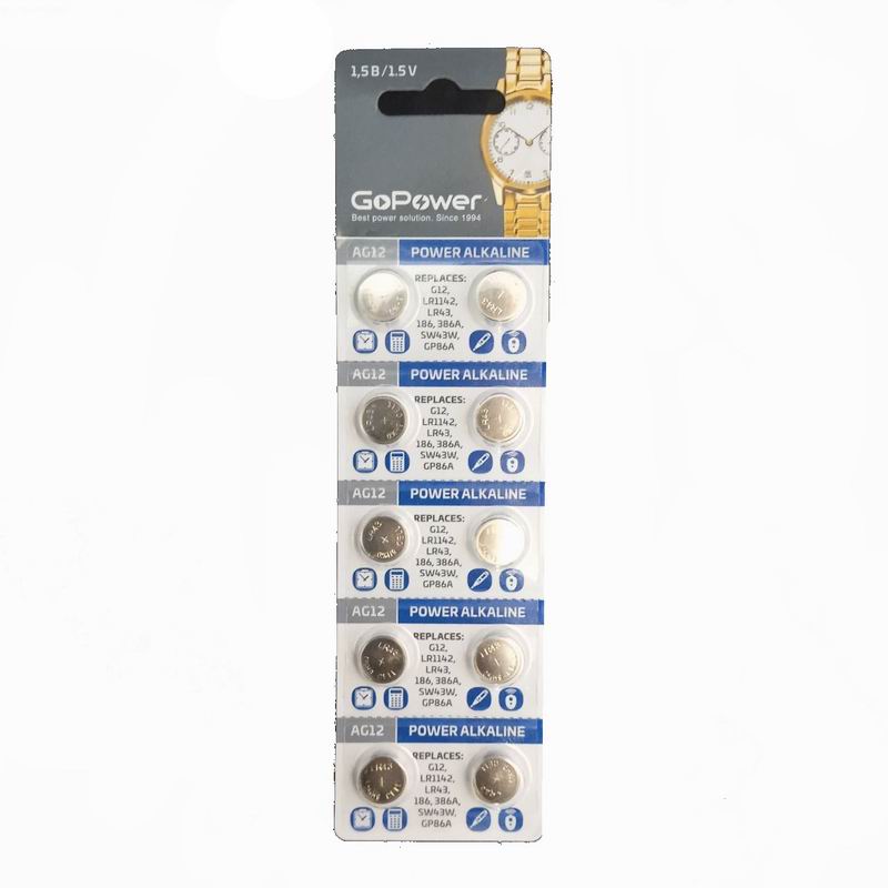 AG12 GoPower BL-10 LR-1142. LR-43. 386А. 1,5V Alkaline
