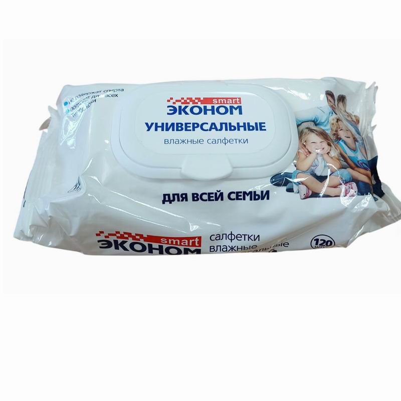 Салфетки влажные 120шт Универсальные c клапаном Эконом SMART