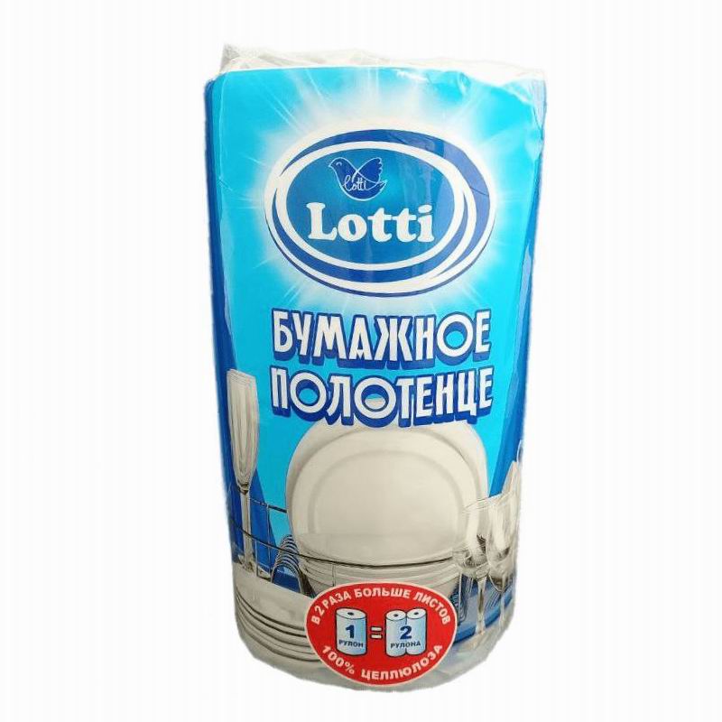 Полотенца бумажные рулон 1-шт 2-сл р.24х23см, 100лист, 100% целлоза ЛОТТИ (15)