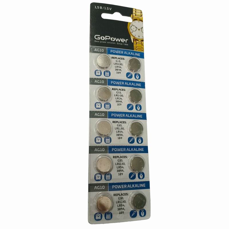 AG10 GoPower BL-10 LR-1130. LR-54. 389А. 1,5V Alkaline