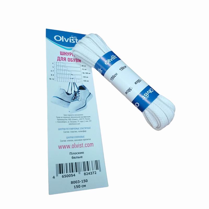 OLVIST Шнурки 150см плоские ширина-8мм Белые (10)