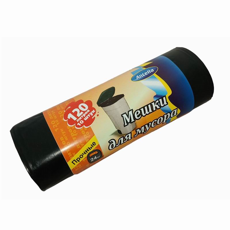 Мешки для мусора 120л*10шт р.68х110см 25мкм Прочные 24кг Антелла (30)