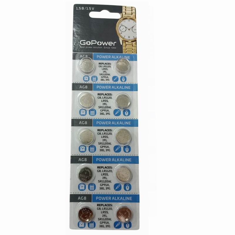AG08 GoPower BL-10 LR-1120. LR-55. 391А. 1.5V Alkaline