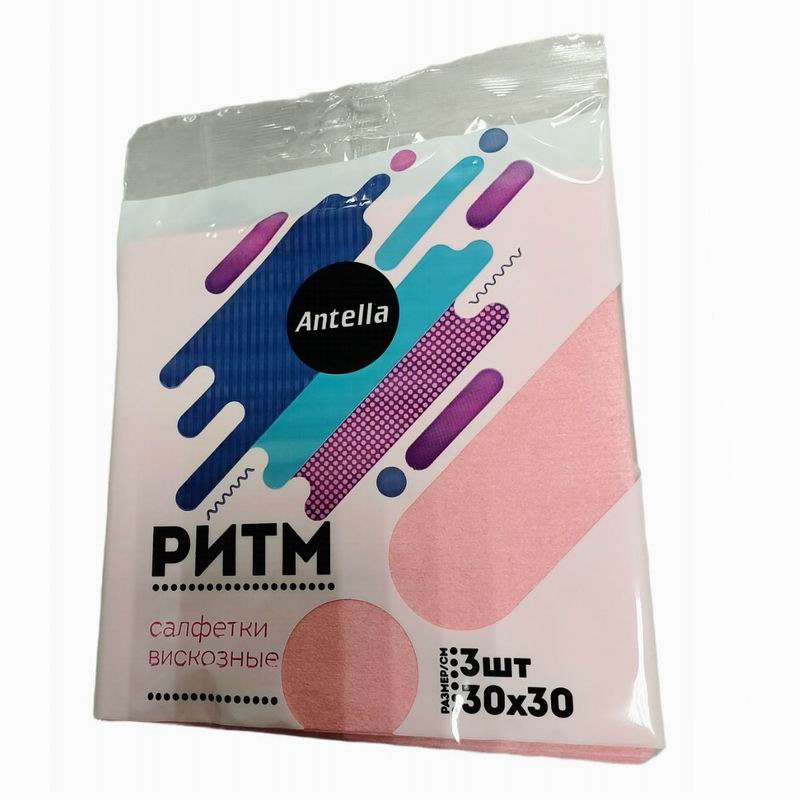 Салфетка вискозная 3шт р.30*30см РИТМ Антелла