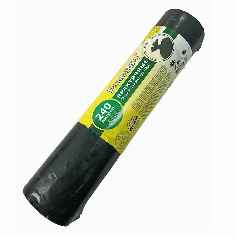Мешки для мусора 240л*10шт р.90х130см 38мкм ПВД ПРАКТИЧНЫЕ Ромашка(12)