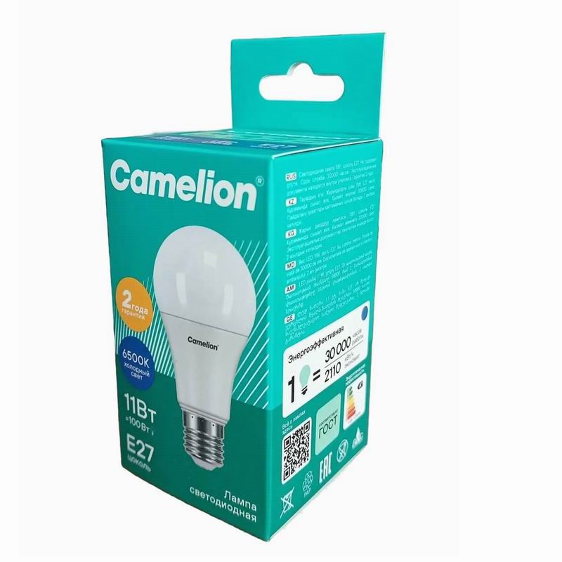 Лампа 11Вт (=100Вт) светодиодная Е27 А60 груша 6500К Холодный свет Camelion